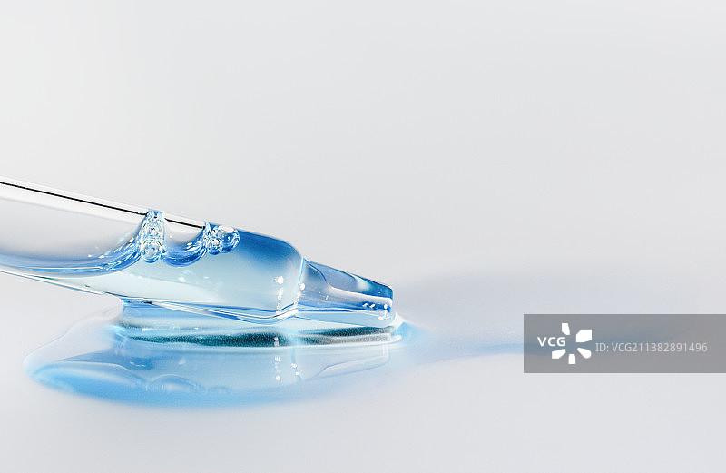 单色蓝色背景上的透明质酸滴管图片素材