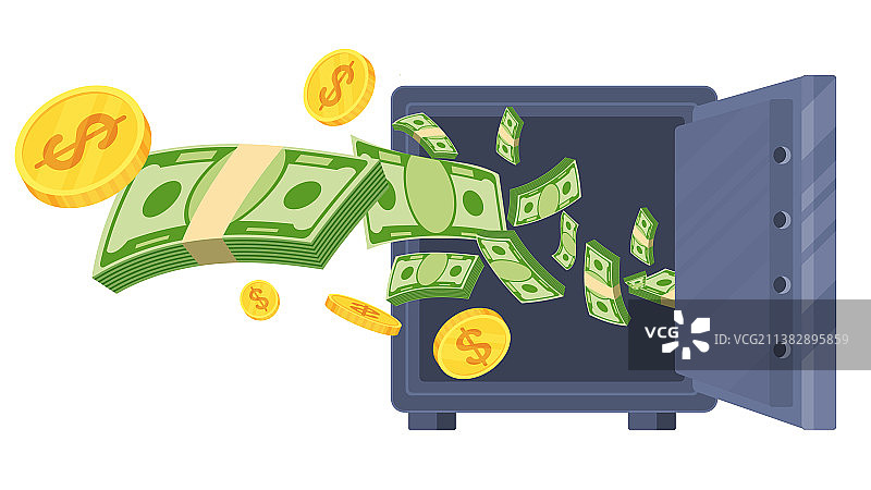 现金流向银行保险箱图片素材