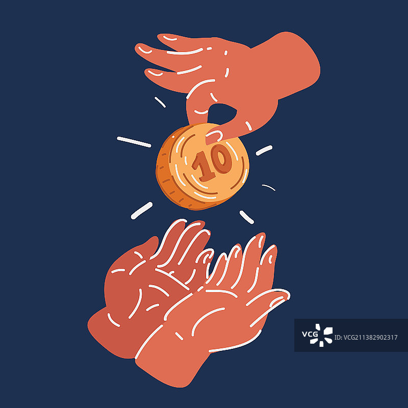手给予金币图片素材