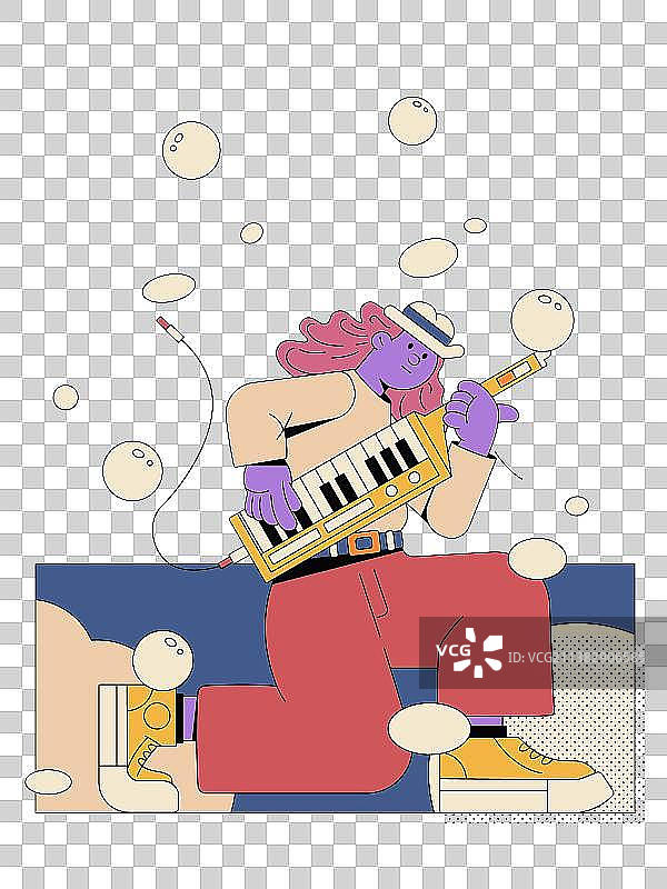 音乐节潮流扁平风海报插画元素图片素材