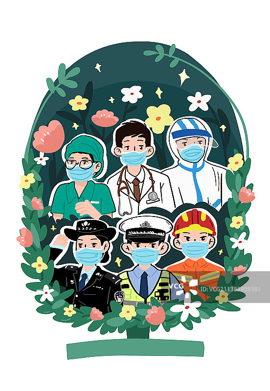 致敬一线工作者镜中的你们图片素材