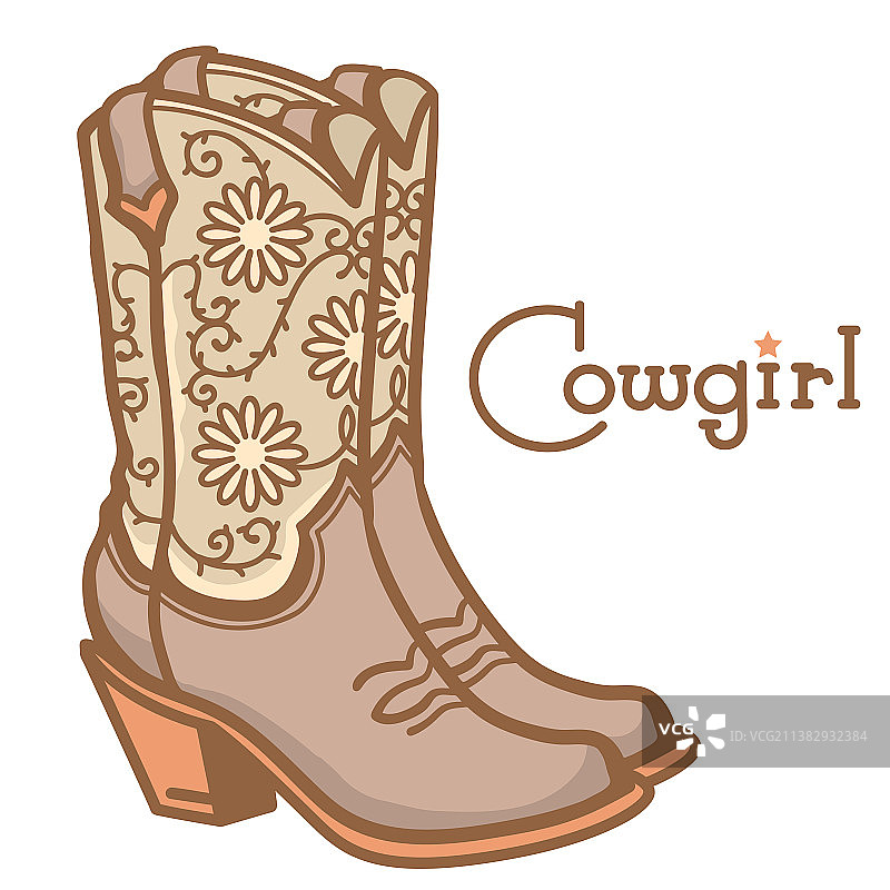带美国传统装饰的牛仔靴图片素材