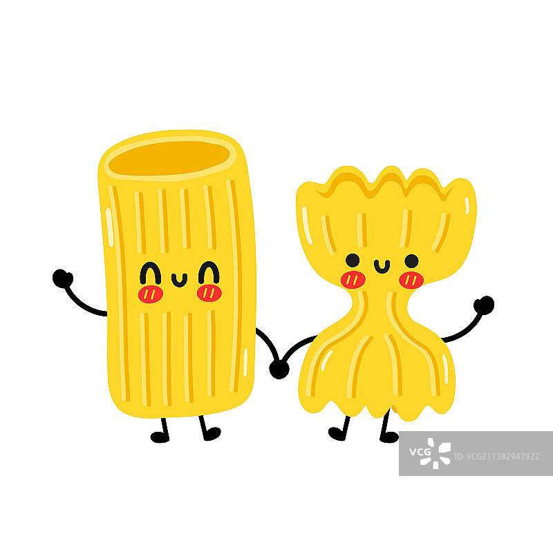 可爱的通心粉面条情侣角色图片素材