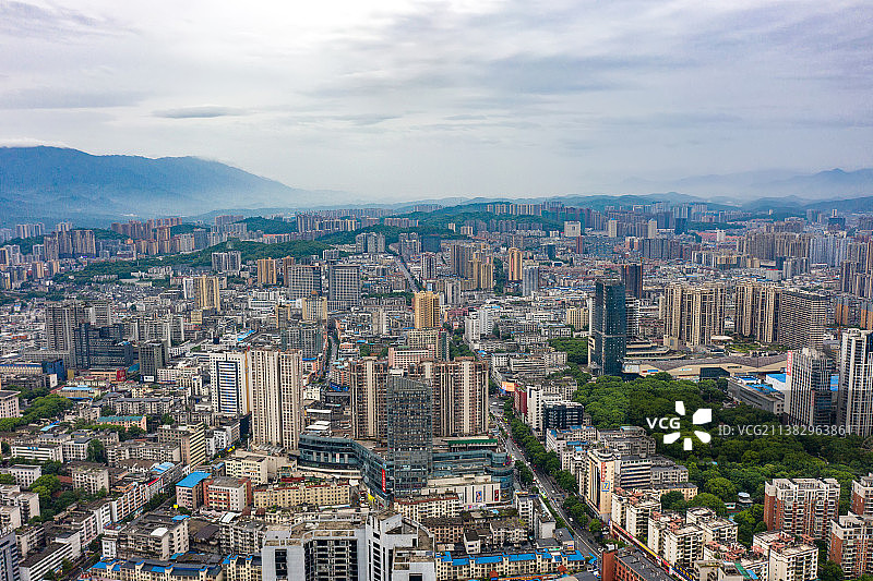 航拍湖南郴州城市风光图片素材