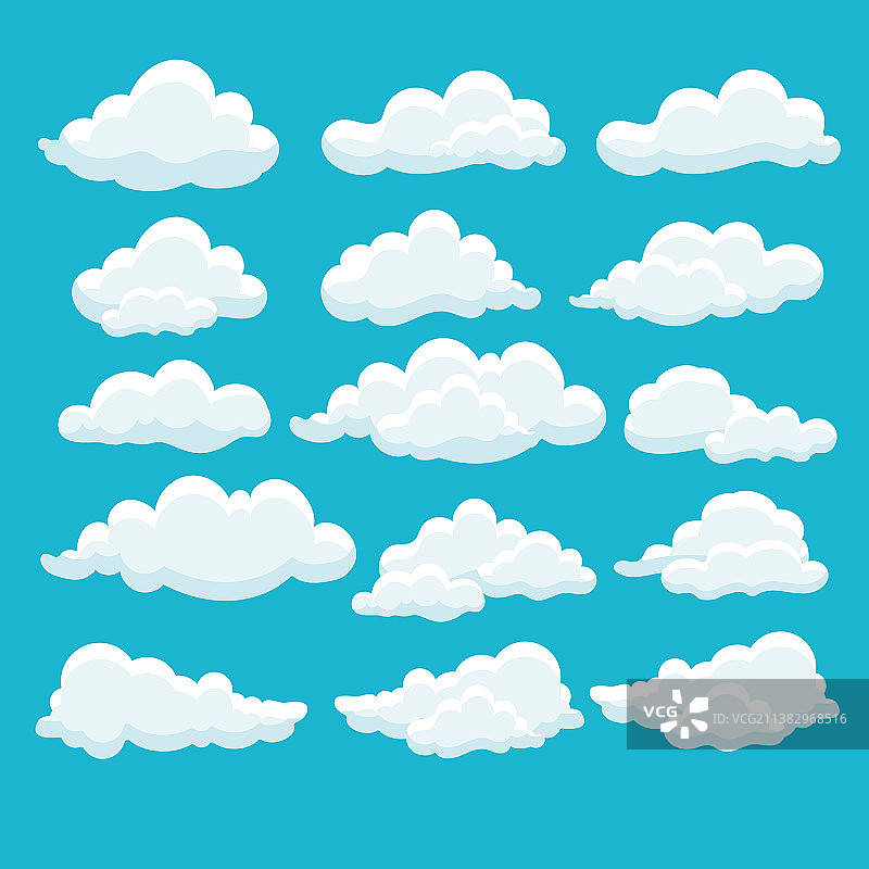 卡通白云图标合集（蓝色背景）图片素材