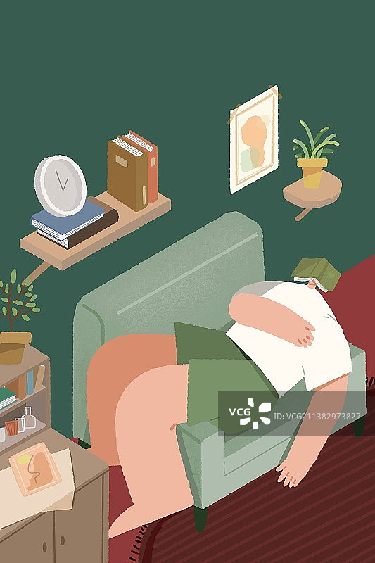 居家扁平风清新插画图片素材