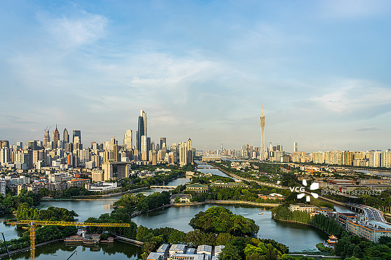 广州城市天际线建筑群航拍图片素材