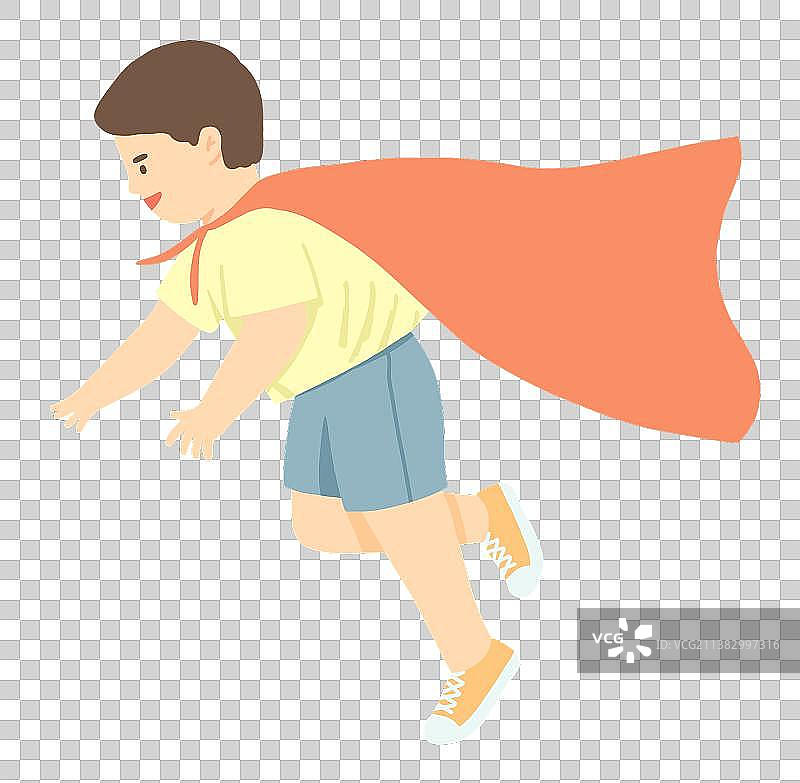 穿披风飞起来的小男孩图片素材