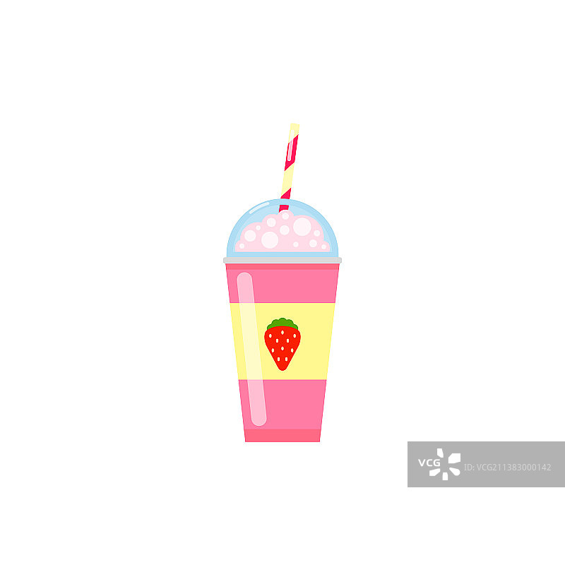 彩色扁平风格草莓奶昔图标图片素材