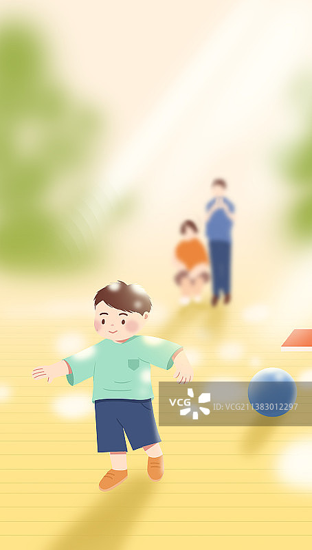 童年小时候儿童周岁学走路家庭亲子互动关爱成长陪伴插画图片素材