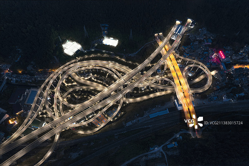 贵阳市云岩区黔春立交桥夜景图片素材