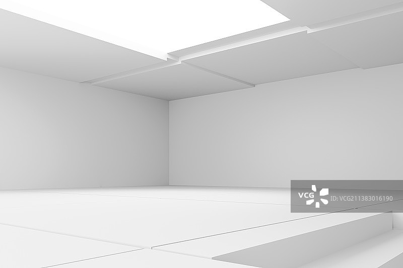 3D白色现代建筑室内空间图片素材