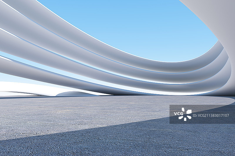 3D现代建筑背景-汽车广告背景图图片素材