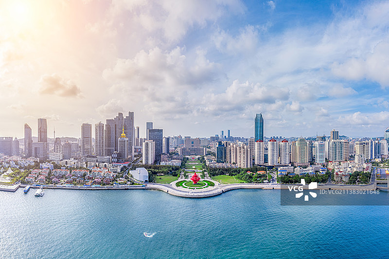 山东省青岛市浮山湾五四广场奥帆中心航拍全景图图片素材