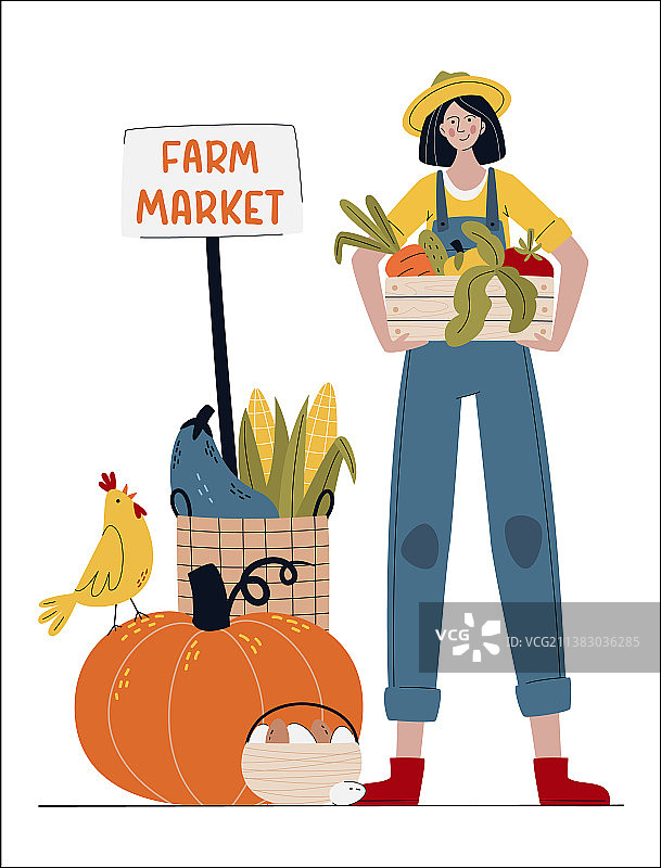 现代风格农贸市场的女农民图片素材