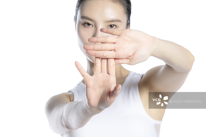 做手势的年轻女性特写图片素材
