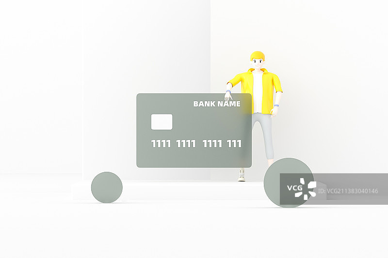 3D渲染亚克力风格金融卡片图片素材