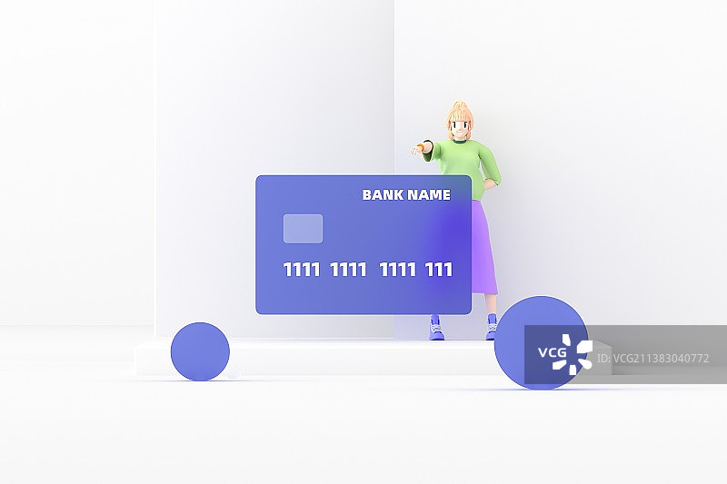 3D渲染亚克力风格金融卡片图片素材