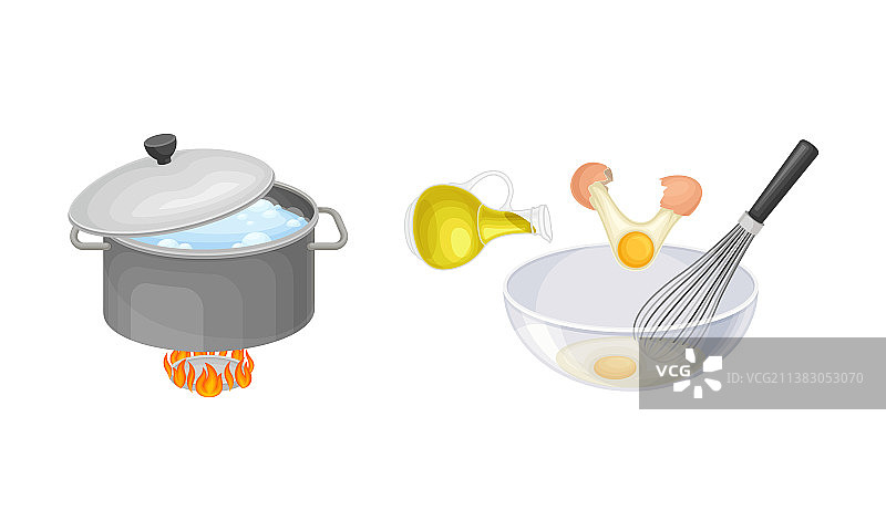 意面烹饪过程：锅中煮沸的意面图片素材