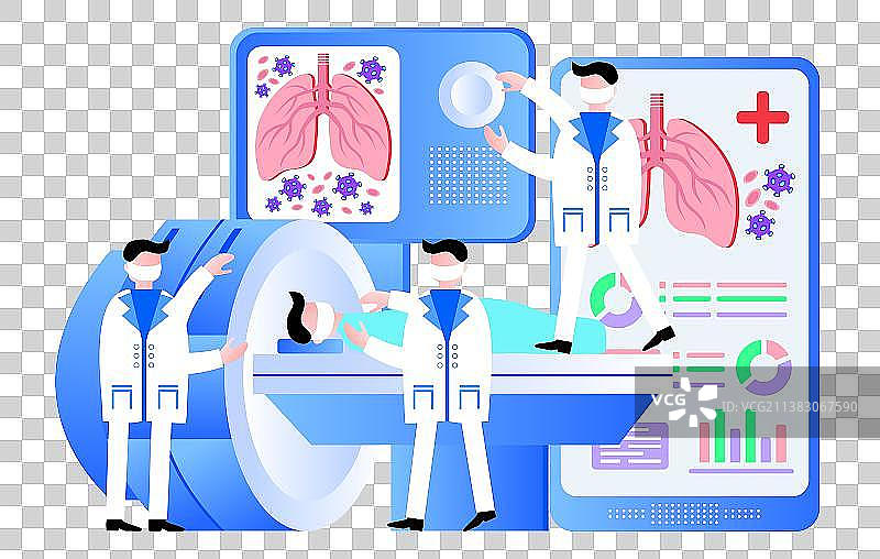 医生CT检查冠状病毒肺炎矢量插画素材图片素材
