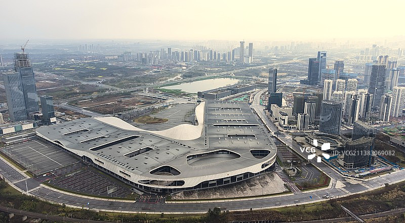 航拍成都天府新区西部博览城全景图片素材