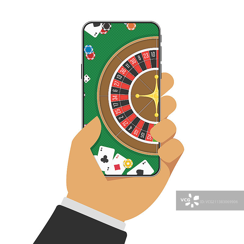 智能手机上的线上赌场图片素材