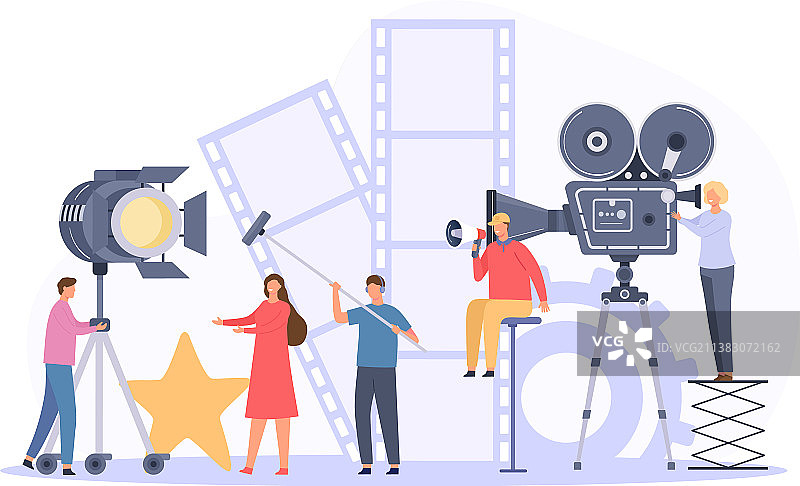 电影制作团队拍摄电影演员图片素材
