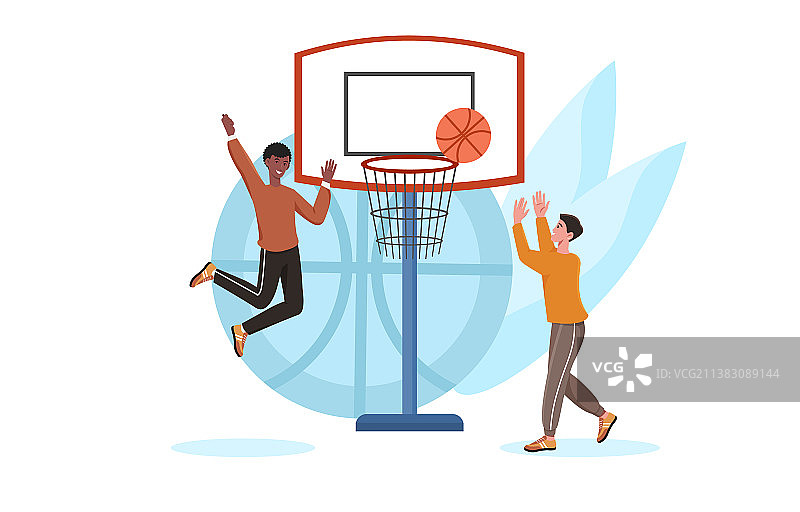 两个男孩打篮球图片素材