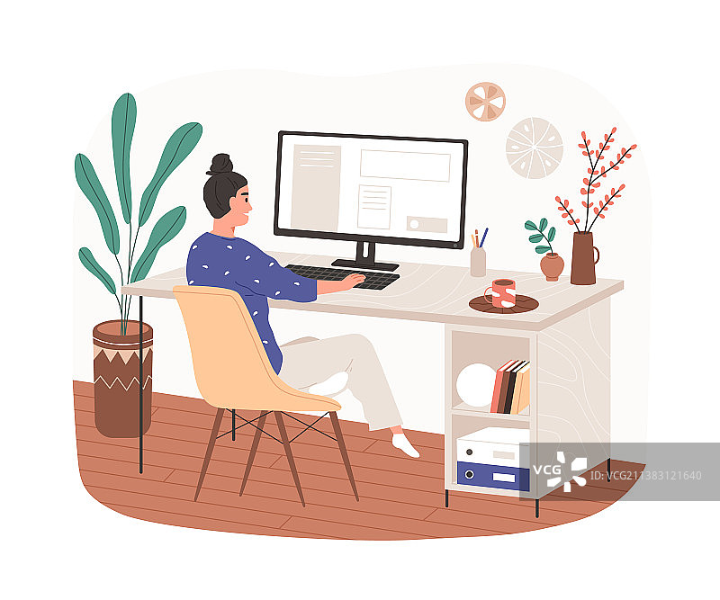 女人在家办公图片素材