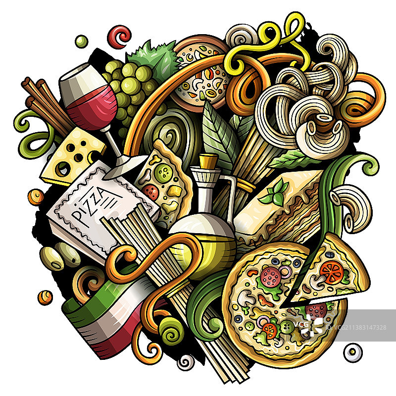 卡通涂鸦意大利美食图片素材