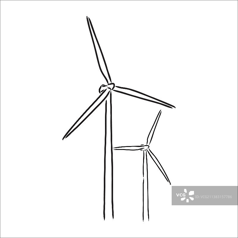 手绘风力发电厂图片素材