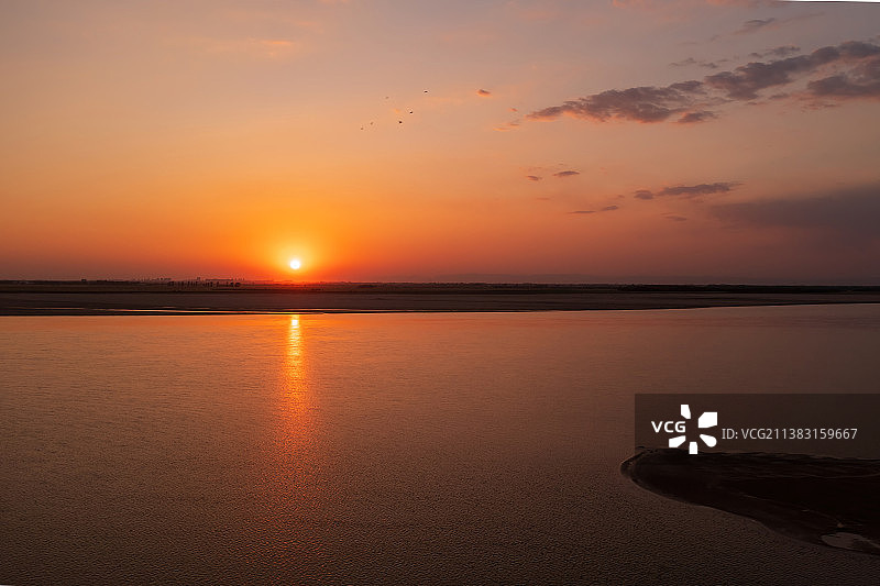河南 郑州 荥阳 王村 黄河 落日 沙洲图片素材
