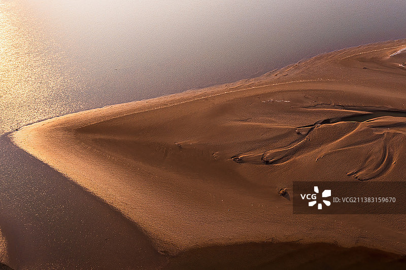 河南 郑州 荥阳 王村 黄河 落日 沙洲图片素材