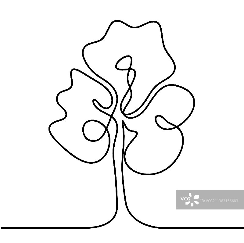 白色背景上的线条抽象树图片素材