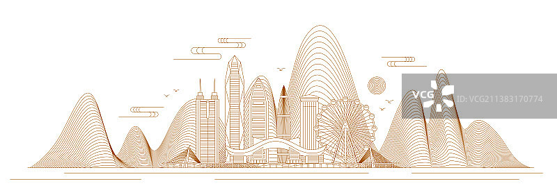 深圳线条矢量插画图片素材