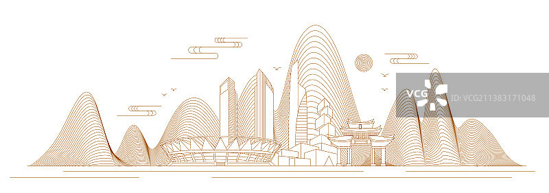 佛山线条矢量插画图片素材