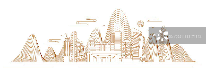 无锡线条矢量插画图片素材