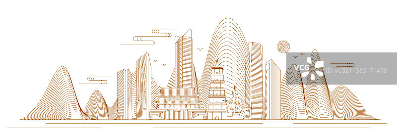 福州线条矢量插画图片素材