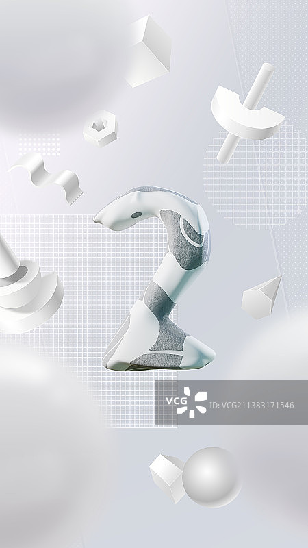 3D纯色梦幻数字插画壁纸图片素材