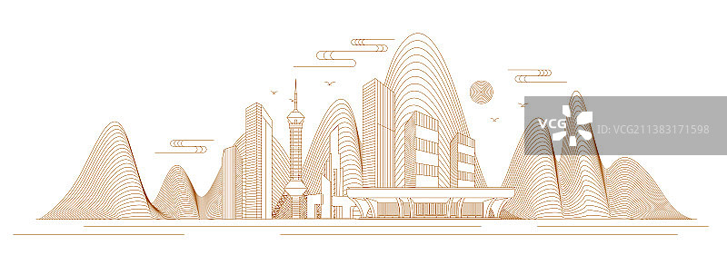 石家庄线条矢量插画图片素材