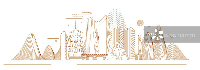 泉州线条矢量插画图片素材