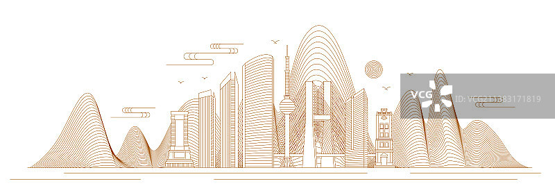 徐州线条矢量插画图片素材