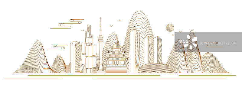 贵阳线条矢量插画图片素材