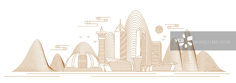 乌鲁木齐线条矢量插画图片素材