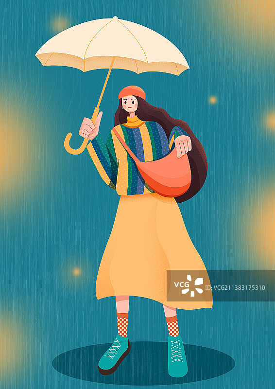 雨中少女图片素材