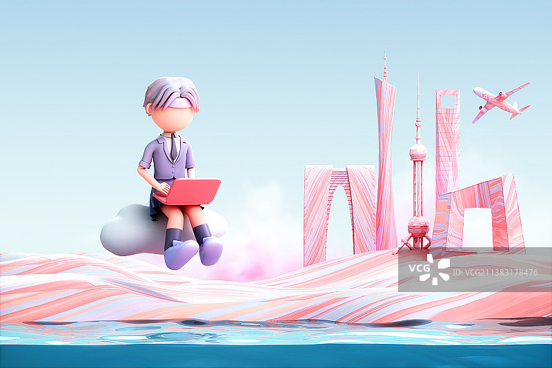 3D渲染的可爱女孩图片素材