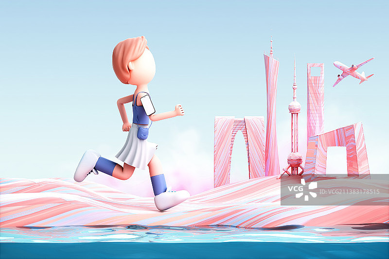 3D渲染的可爱女孩图片素材