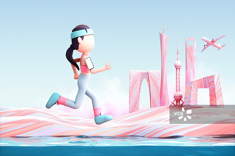 3D渲染的可爱女孩图片素材