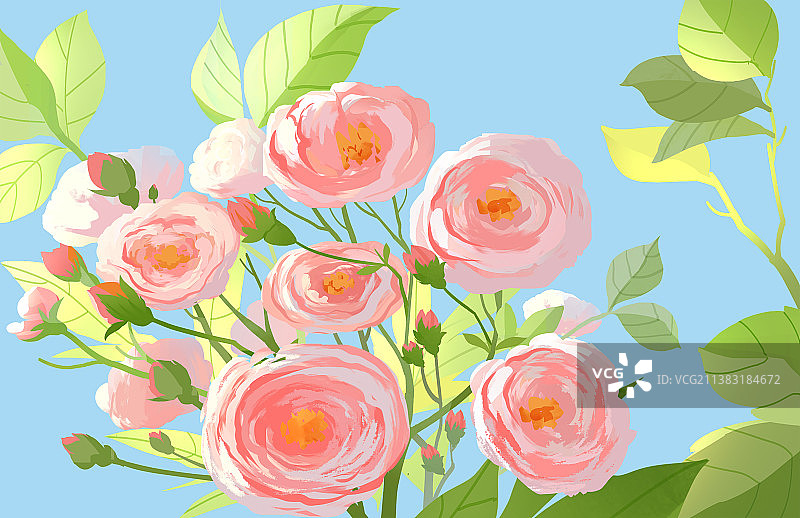 原创手绘蔷薇花图片素材