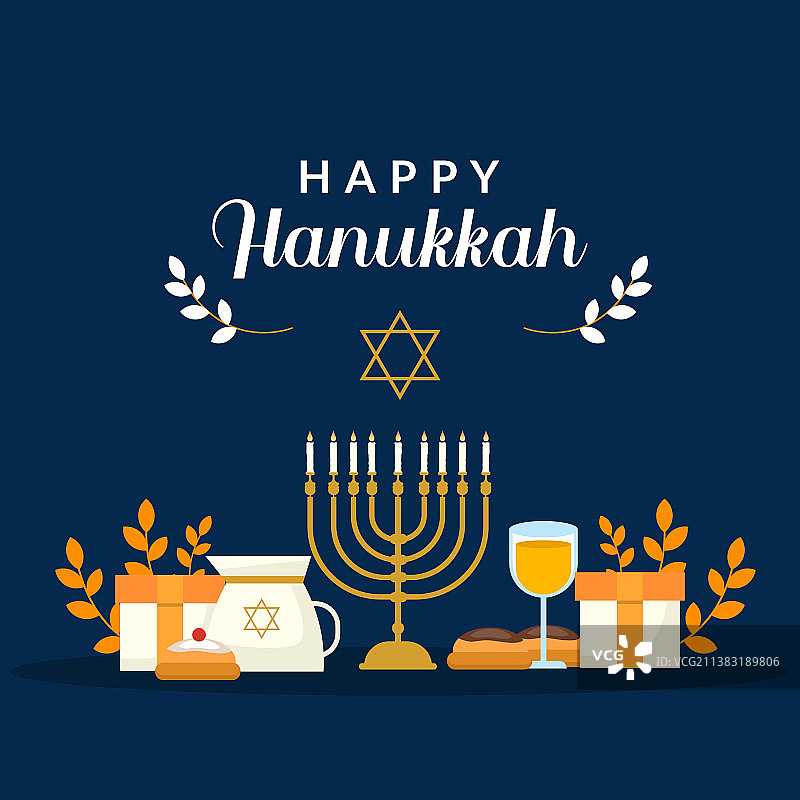 扁平风格光明节蛋糕饮品图片素材